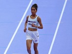 Ankita during the women's 5000m heat at Paris Olympics