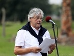 Christian Pfeil spoke at the memorial site of the former Auschwitz-Birkenau concentration and extermination camp on August 2, 2022 (Jarosław Praszkiewic./Dokumentations- und Kulturzentrum Deutscher Sinti und Roma )