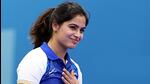 Manu Bhaker finished second in qualification with a score of 590. (X) Manu Bhaker finished second in qualification with a score of 590. (X)