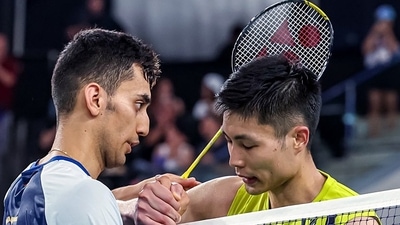 Lakshya Sen beat Chou Tien-Chen of Chinese Taipei19-21, 21-15, 21-12 in a slugfest of a men's singles quarterfinals. Lakshya thus became the first Indian to reach the badminton men's singles semifinals at the Olympics. He will now face reigning Olympic champion Viktor Axelsen in a bid to secure a historic medal on Sunday, (BAI Media -X) Lakshya Sen beat Chou Tien-Chen of Chinese Taipei19-21, 21-15, 21-12 in a slugfest of a men's singles quarterfinals. Lakshya thus became the first Indian to reach the badminton men's singles semifinals at the Olympics. He will now face reigning Olympic champion Viktor Axelsen in a bid to secure a historic medal on Sunday, (BAI Media -X)