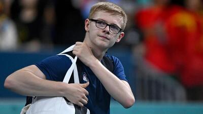 France's Felix Lebrun leaves the arena after losing to China's Fan Zhendong at the Paris Olympics. (AFP) France's Felix Lebrun leaves the arena after losing to China's Fan Zhendong at the Paris Olympics. (AFP)