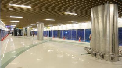 The Krishna Park Extension Metro station. (HT Photo) The Krishna Park Extension Metro station. (HT Photo)