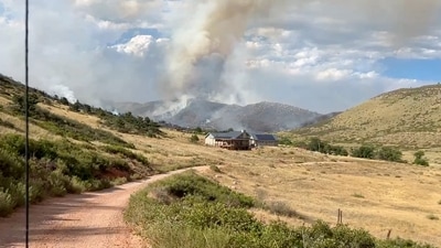 Smoke rises from the Stone Canyon fire near Lyons, Boulder County, Colorado, U.S., July 30, 2024, in this screengrab taken from a handout video. Colorado Parks and Wildlife/Handout via REUTERS (via REUTERS)