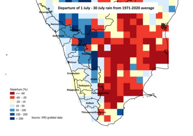 Map of departure of July 1-July 30 from 1971-2020 average (Abhishek Jha) Map of departure of July 1-July 30 from 1971-2020 average (Abhishek Jha)