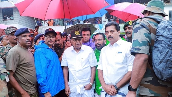 Kerala chief minister Pinarayi Vijayan visits the landslide-affected Chooralmala in Wayanad on Thursday to assess the ongoing rescue operations. (Pinarayi Vijayan/X)