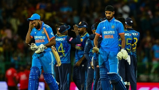 Latest news on August 3, 2024: India's Arshdeep Singh (R) and Mohammed Siraj (L) walks back to the pavilion after the first one-day international (ODI) cricket match between Sri Lanka and India at the R. Premadasa International Cricket Stadium