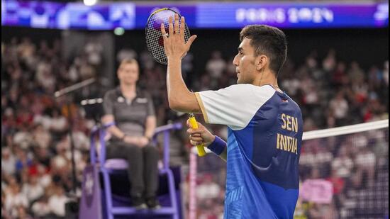 India’s Lakshya Sen after winning the men’s singles quarter-final against Chinese Taipei's Chou Tien Chen. (PTI)