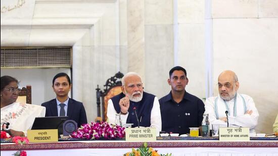 PM Modi addresses inaugural session of Governors’ Conference at Rashtrapati Bhavan in New Delhi on Friday (Twitter/@narendramodi)