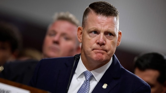 WASHINGTON, DC - JULY 30: Acting U.S. Secret Service Director Ronald Rowe Jr.'s glasses are fogged as he testifies before a joint hearing of the Senate Judiciary and Homeland Security and Government Affairs committees in the Dirksen Senate Office Building on Capitol Hill on July 30, 2024 in Washington, DC. (Chip Somodevilla/Getty Images/AFP (Photo by CHIP SOMODEVILLA / GETTY IMAGES NORTH AMERICA / Getty Images via AFP)