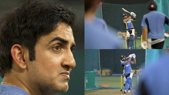 Gautam Gambhir during India's practice session ahead of the 1st ODI against Sri Lanka