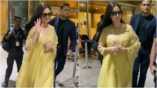 Katrina Kaif chooses simple yellow suit, no makeup for airport look after Austria vacay. Watch