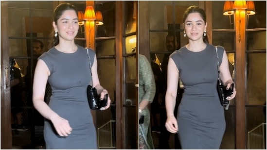 Sara Tendulkar wears a grey bodycon dress for an outing in Mumbai. (Instagram )
