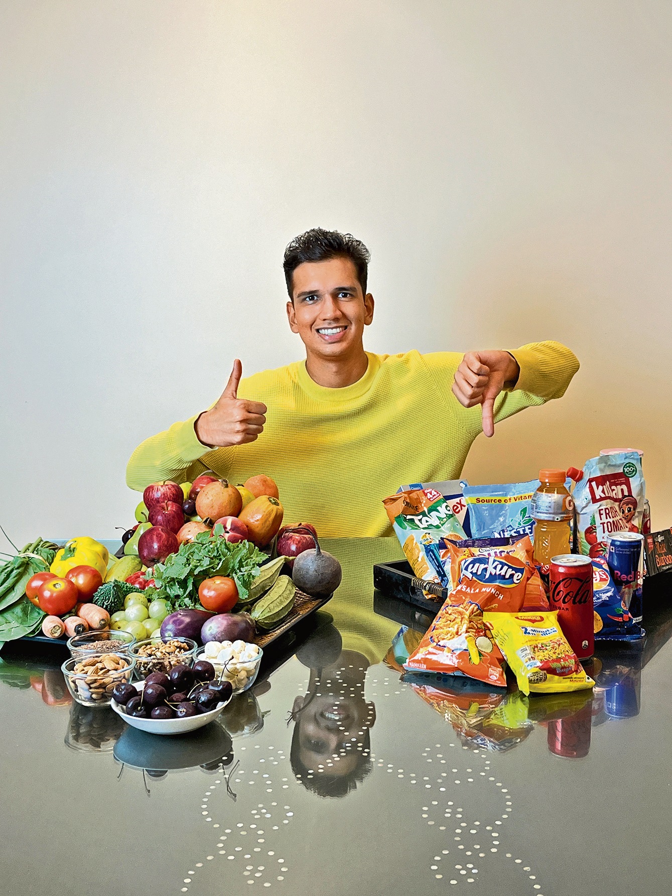 Your best bet, if you want a healthy meal full of nutrients and fibre, is fresh produce. For packaged food, just know roughly what’s in it – learn to check the label, not just the front of the pack – and then decide, says Himatsingka. (Yashvardhan Singh) Your best bet, if you want a healthy meal full of nutrients and fibre, is fresh produce. For packaged food, just know roughly what’s in it – learn to check the label, not just the front of the pack – and then decide, says Himatsingka. (Yashvardhan Singh)