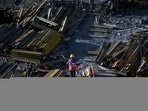 A worker at the construction site of the Mumbai�Coastal Road project in Mumbai, India, on Monday, March 4, 2024. 