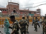 Paramilitary forces patrol outside Jama Masjid in Old Delhi. Representational Image. (AP) Paramilitary forces patrol outside Jama Masjid in Old Delhi. Representational Image. (AP)