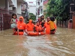 Ranchi: NDRF personnel rescue people from their flood-affected residence after heavy rains, in Ranchi, Friday, Aug. 2, 2024 Ranchi: NDRF personnel rescue people from their flood-affected residence after heavy rains, in Ranchi, Friday, Aug. 2, 2024