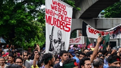 Activists take part in a protest march as they demand justice for victims arrested and killed in the recent countrywide violence in Dhaka on August 2, 2024. (AFP) Activists take part in a protest march as they demand justice for victims arrested and killed in the recent countrywide violence in Dhaka on August 2, 2024. (AFP)