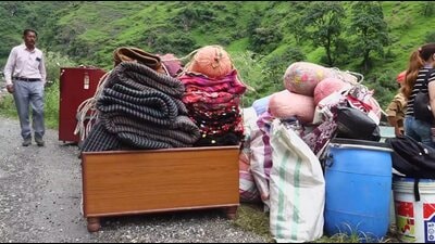 Household items being retrieved during rescue operation following cloudburst, in Rampur area of Shimla district, on Saturday. (PTI) Household items being retrieved during rescue operation following cloudburst, in Rampur area of Shimla district, on Saturday. (PTI)