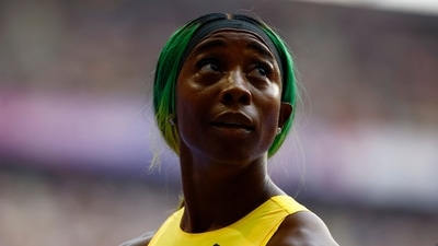 Shelly-Ann Fraser-Pryce of Jamaica reacts after the heats (REUTERS)
