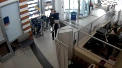 Shocking video shows NJ dad Christopher Gregor carrying son Corey Micciolo's limp, battered body into hospital (Court TV) Shocking video shows NJ dad Christopher Gregor carrying son Corey Micciolo's limp, battered body into hospital (Court TV)