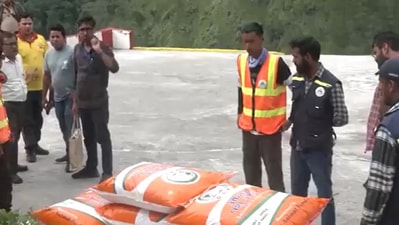 A video shared by news agency ANI showed helicopters airlifting stranded tourists and delivering fodder to the impacted animals. (ANI) A video shared by news agency ANI showed helicopters airlifting stranded tourists and delivering fodder to the impacted animals. (ANI)