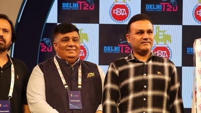 Virender Sehwag (R) during the launch of the Delhi Premier League (DPL) Virender Sehwag (R) during the launch of the Delhi Premier League (DPL)