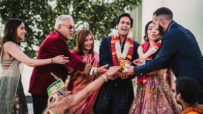 Fugitive businessman Vijay Mallya at his son's wedding (Instagram/@angelswith_photography) Fugitive businessman Vijay Mallya at his son's wedding (Instagram/@angelswith_photography)
