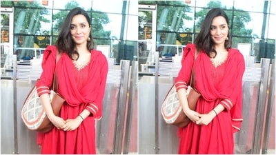 Shraddha Kapoor wears a sindoori red suit set for promoting Stree 2. (Instagram ) Shraddha Kapoor wears a sindoori red suit set for promoting Stree 2. (Instagram )