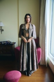 Outfit: Tarun Tahiliani
Jewellery: Shreejee Jewels
Bhumi looks majestic in a brocade jacket featuring marori embroidery work, paired with flared trousers and an embroidered bustier from Tarun Tahiliani. A statement tourmaline and polki gajra, teamed with polki bangles from Shreejee Jewels, elevates the look. The brands are participating in FDCI Manifest Wedding Weekend that concludes today. Outfit: Tarun Tahiliani
Jewellery: Shreejee Jewels
Bhumi looks majestic in a brocade jacket featuring marori embroidery work, paired with flared trousers and an embroidered bustier from Tarun Tahiliani. A statement tourmaline and polki gajra, teamed with polki bangles from Shreejee Jewels, elevates the look. The brands are participating in FDCI Manifest Wedding Weekend that concludes today.