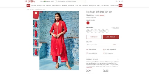 The price of Shraddha Kapoor's red suit. (biba.in )