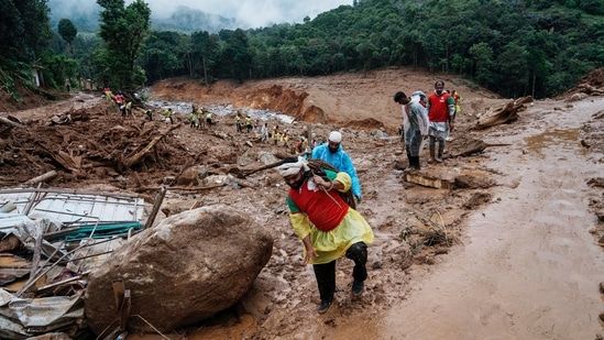 Rescuers reach the upper reaches of the mountain, searching through mud and debris a third day after landslides triggered by heavy rains in Wayanad district of Kerala state, India, Thursday, Aug. 1, 2024. (AP)