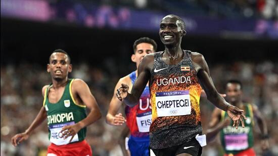 Joshua Cheptegei of Uganda won the men’s 10,000m final on Friday. (REUTERS)