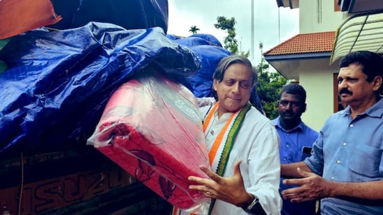 Shashi Tharoor in Wayanad on Saturday (Image courtesy: Shashi Tharoor/X)