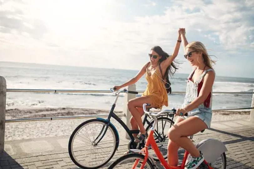 Cycling with best friend.