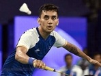 India's Lakshya Sen in action during the badminton men’s singles semi-final match against Denmark's Viktor Axelsen