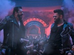 Double iSmart trailer: Sanjay Dutt and Ram Pothineni in a still from the film. Double iSmart trailer: Sanjay Dutt and Ram Pothineni in a still from the film.
