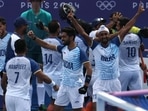 India beat Great Britain 4-2 in penalty shoot-out to enter the semifinals of the men's hockey event at the Paris Olympics.(AFP)