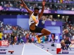 Jeswin Aldrin of India in action