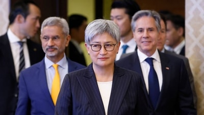 Australia's Foreign Minister Penny Wong (C), India's Foreign Minister Subrahmanyam Jaishankar and US Secretary of State Antony Blinken (R) arrive for the Quad Ministerial Meeting with ministers from the US, Japan, Australia and India, at the Iikura Guest House in Tokyo on July 29, 2024. (Photo by Kiyoshi Ota / POOL / AFP) (AFP)