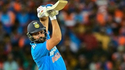 India's captain Rohit Sharma plays a shot during the second one-day international (ODI) cricket match between India and Sri Lanka (AFP)