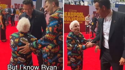 The image shows the granny with Wolverine actor Hugh Jackman and Deadpool star Ryan Reynolds. (Instagram/@rosssmith) The image shows the granny with Wolverine actor Hugh Jackman and Deadpool star Ryan Reynolds. (Instagram/@rosssmith)