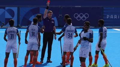 India were reduced to 10 men in the second quarter after Amit Rohidas was shown a red card for raising his stick against a Great Britain player. (AFP) India were reduced to 10 men in the second quarter after Amit Rohidas was shown a red card for raising his stick against a Great Britain player. (AFP)