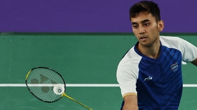 Lakshya Sen of India in action during the match against Viktor Axelsen of Denmark. (REUTERS)