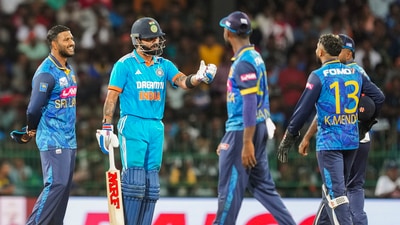 Controversy erupted in India's innings when Virat Kohli's lbw dismissal was reversed following a review from the batter. However, Kohli couldn't make the most of his reprieve, as he was dismissed merely four overs later. (PTI) Controversy erupted in India's innings when Virat Kohli's lbw dismissal was reversed following a review from the batter. However, Kohli couldn't make the most of his reprieve, as he was dismissed merely four overs later. (PTI)