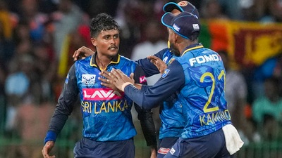 Sri Lanka's Jeffrey Vandersay wrecked the Indian batting order, taking the first six wickets in the innings. He ended with figures of 6/33 in his 10 overs. (PTI) Sri Lanka's Jeffrey Vandersay wrecked the Indian batting order, taking the first six wickets in the innings. He ended with figures of 6/33 in his 10 overs. (PTI)