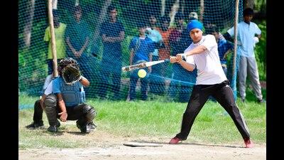 Players in action during Inter district Softball tournament at Multipurpose complex in Ludhiana on Sunday, August 04, 2024. (Manish/Hindustan Times) Players in action during Inter district Softball tournament at Multipurpose complex in Ludhiana on Sunday, August 04, 2024. (Manish/Hindustan Times)