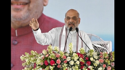 Union home minister Amit Shah inaugurated four apps for the new criminal laws in Chandigarh on Sunday. (Keshav Singh/HT) Union home minister Amit Shah inaugurated four apps for the new criminal laws in Chandigarh on Sunday. (Keshav Singh/HT)