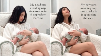 “Everything is interesting during nap time,” Alanna wrote in the caption. (Instagram/@alannapanday) “Everything is interesting during nap time,” Alanna wrote in the caption. (Instagram/@alannapanday)
