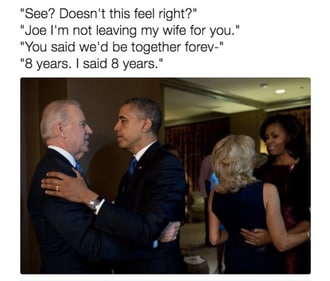 The bond between Joe and Obama was the target of many memes (Instagram)