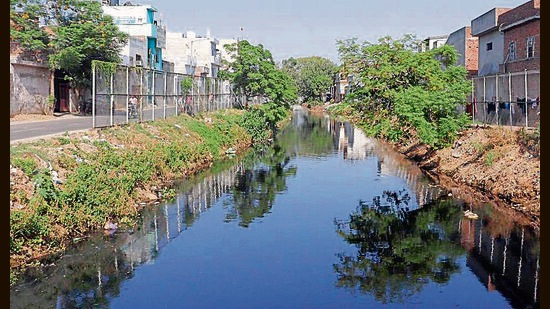 A View of Budha nullah in Ludhiana. (HT File)